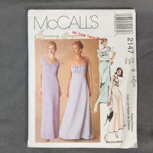 McCalls Sewing Pattern 2147 Womens Dress Evening Elegance 8-10-12 Vintage Uncut
